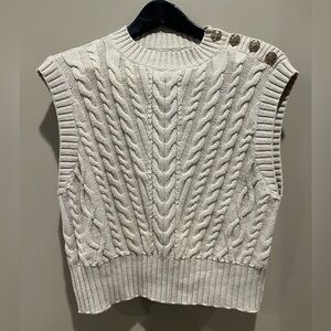 LOFT Cream Cable Knit Sleeveless Sweater Vest